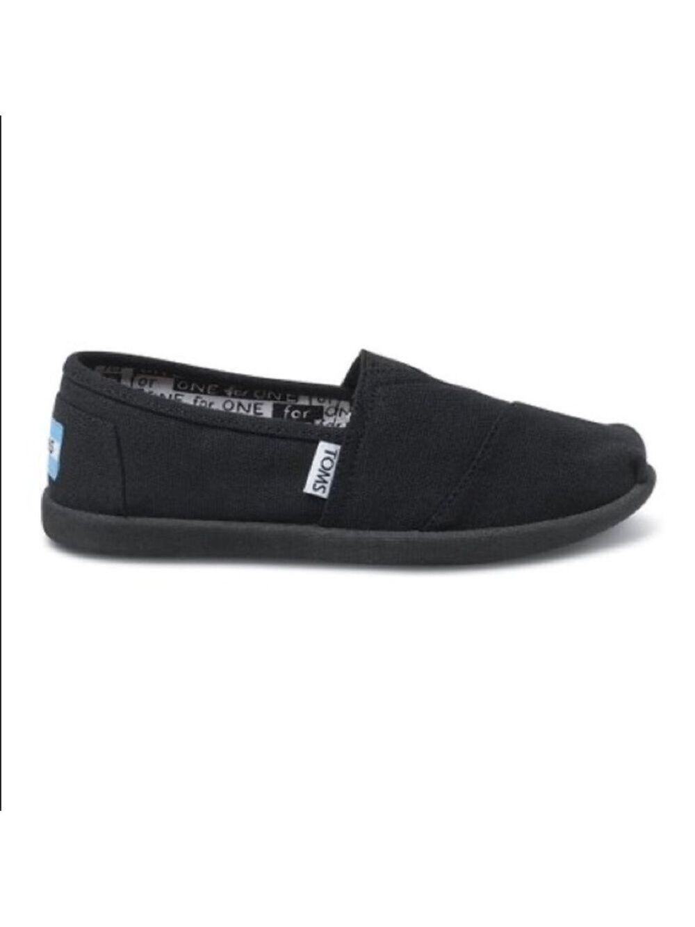 Kids Toms Unisex Black Slip On Classic Canvas 3.5 Y - Picture 7 of 8